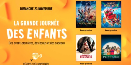 Dimanche 23 novembre, la grande journée des enfants dans les cinémas Pathé